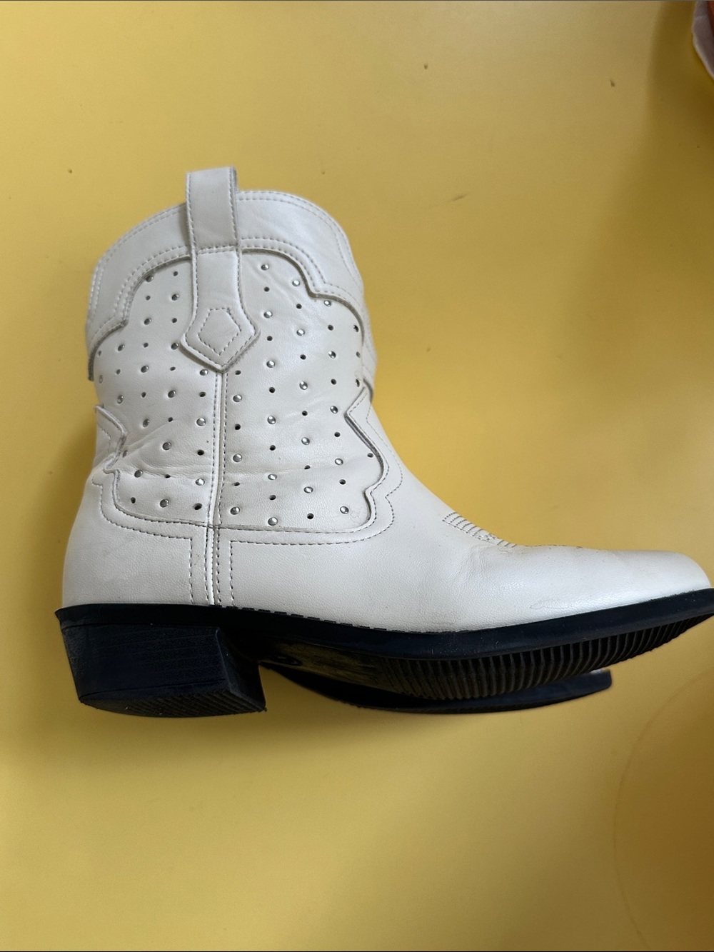art class white kids' shoe interior view